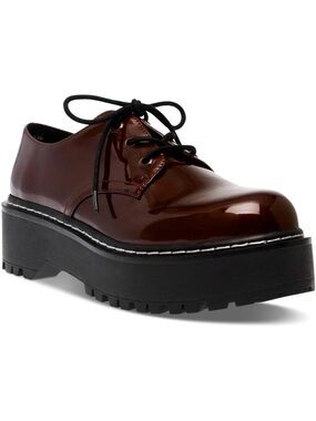 Wild Pair Authentick Burgundy Patent Lug Oxford Shoes Women’s Size 5.5 NIB